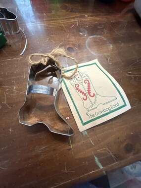 Vintage Cowboy Boot Metal Cookie Cutter with Original Illustrated Tag